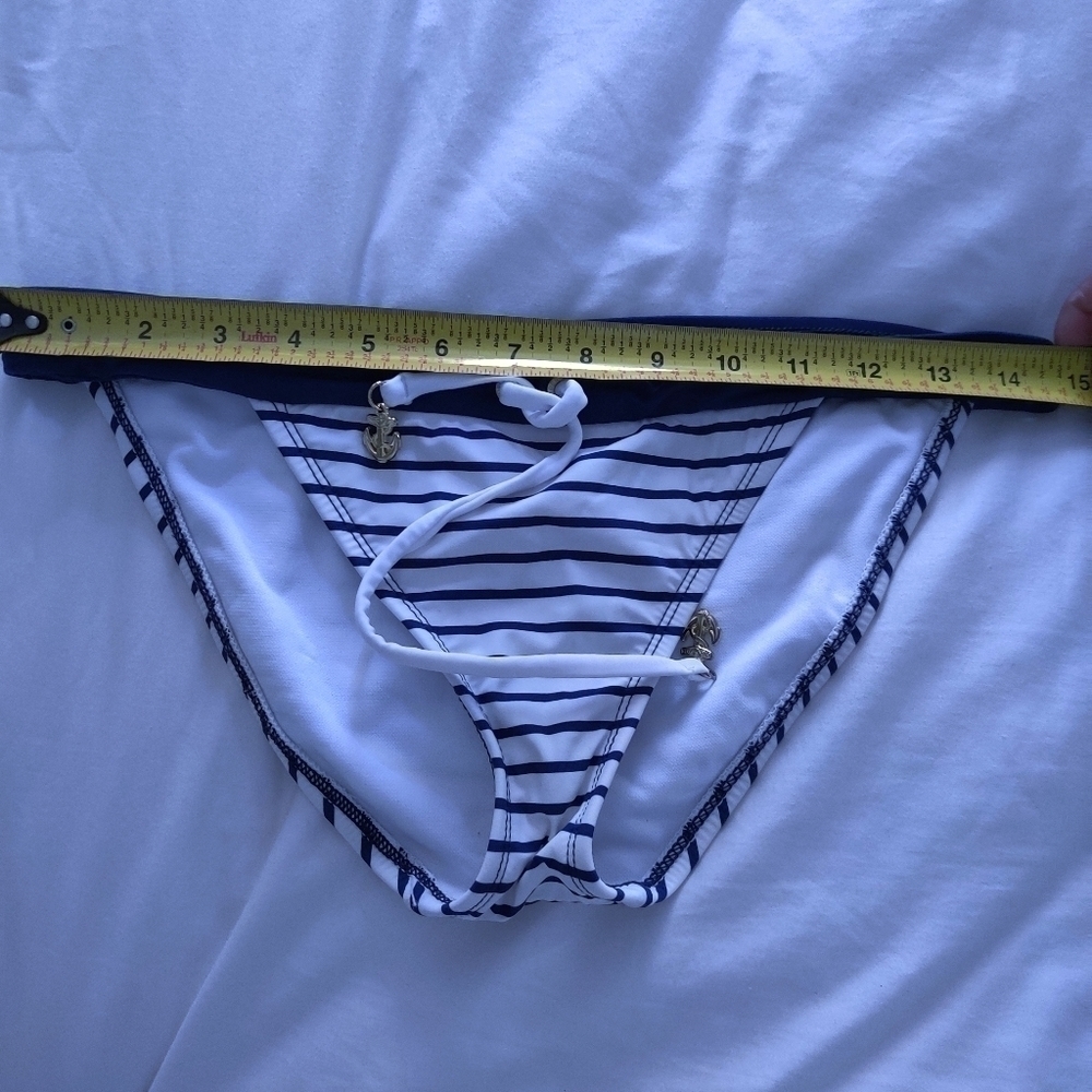 Sperry Nautical Bikini, White & Navy Stripes, Size M